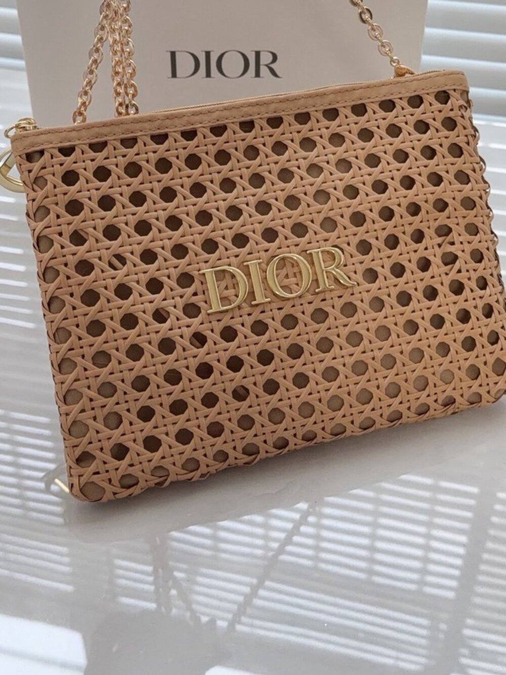 DIOR WOVEN CLUTCH WITH GOLD CD HARDWARE..N.I.B. - Picture 7 of 7